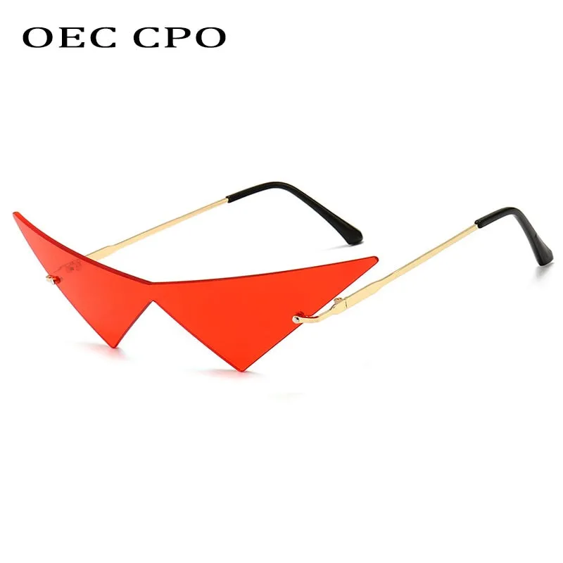 Oec Cpo Oversized Cat Eye Rimless Sunglasses
