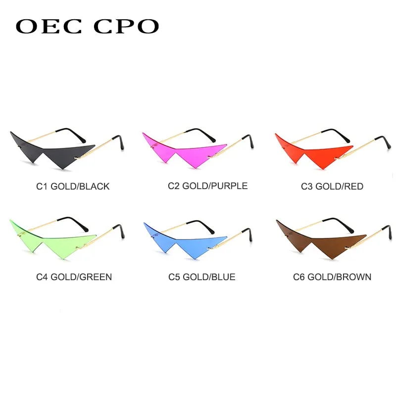 Oec Cpo Oversized Cat Eye Rimless Sunglasses