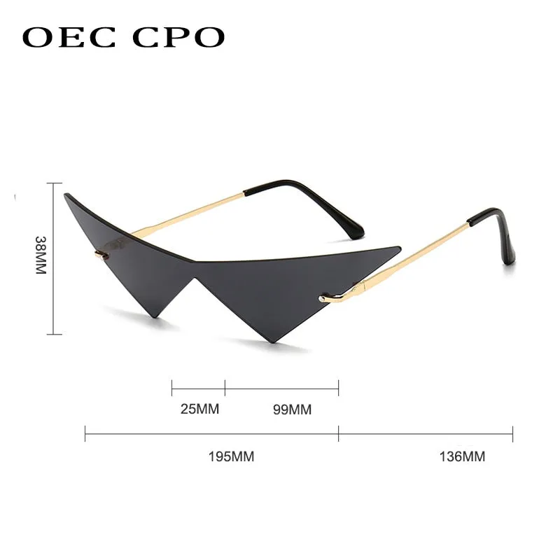Oec Cpo Oversized Cat Eye Rimless Sunglasses