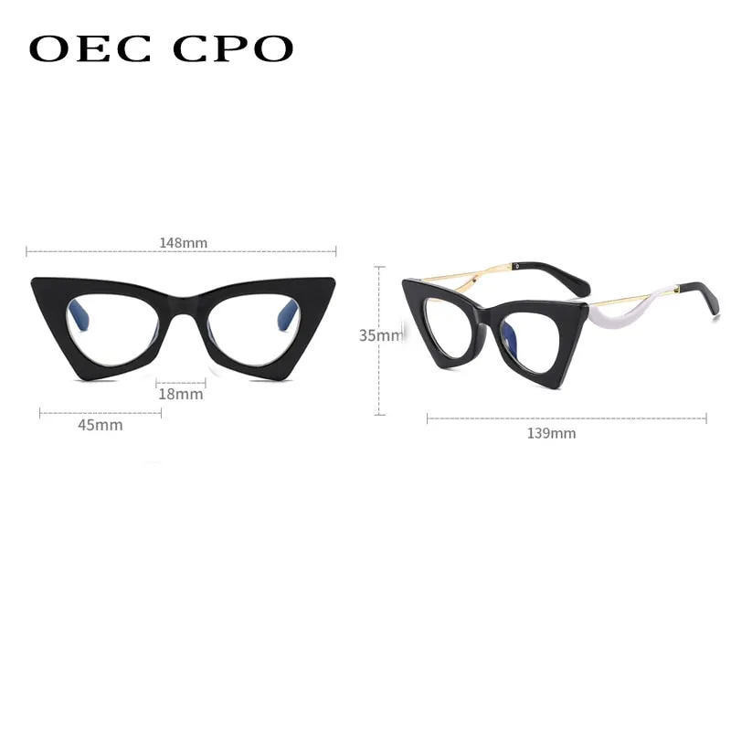 Oec Cpo Retro Cat Eye Optical Glasses Frames--Fashion Clear Lens Glasses