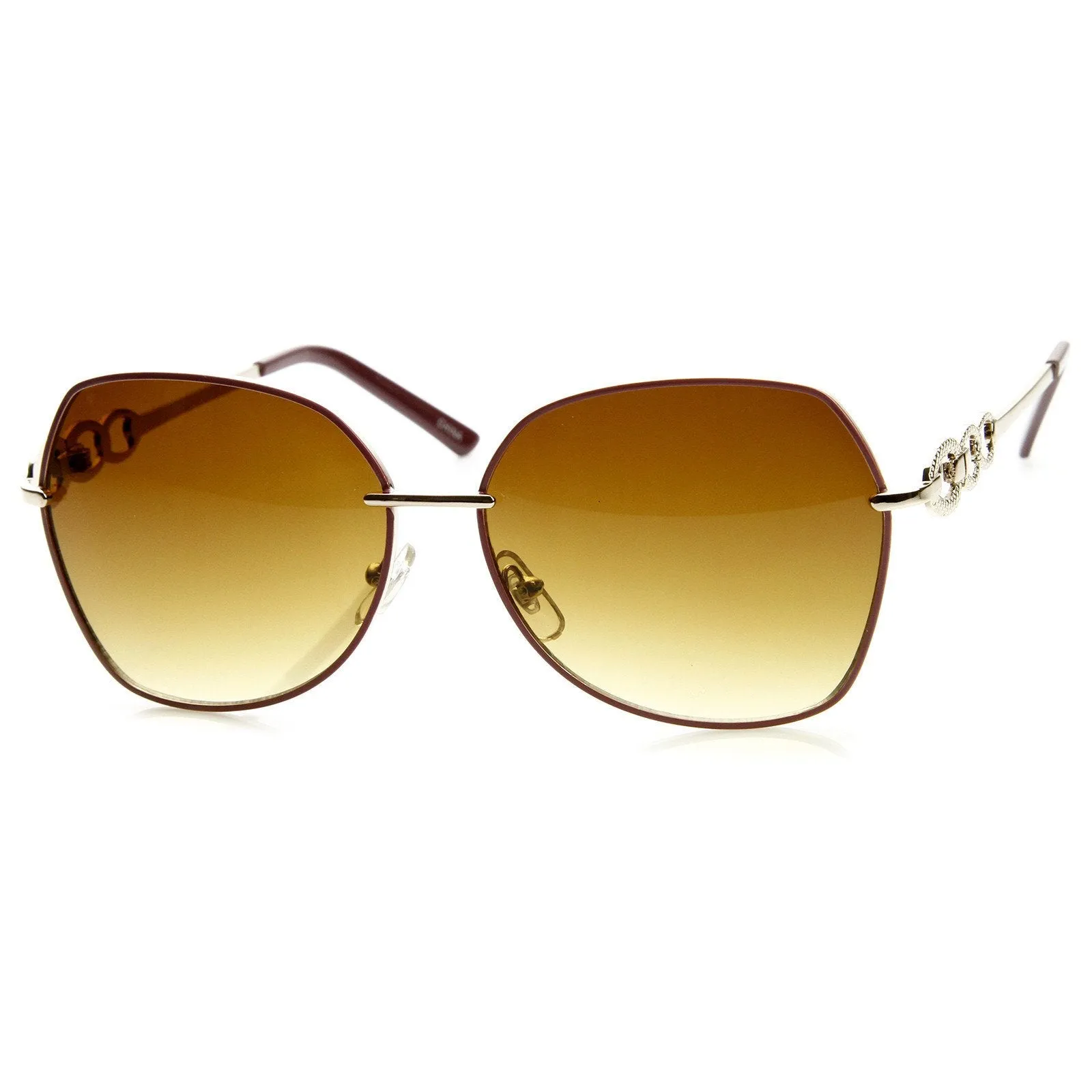 Oversize Metal Fashion Designer Inspired Square Womens Sunglasses 8919