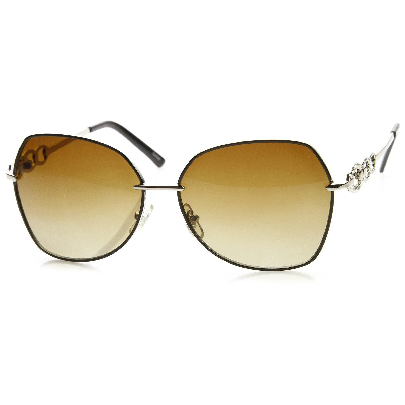 Oversize Metal Fashion Designer Inspired Square Womens Sunglasses 8919