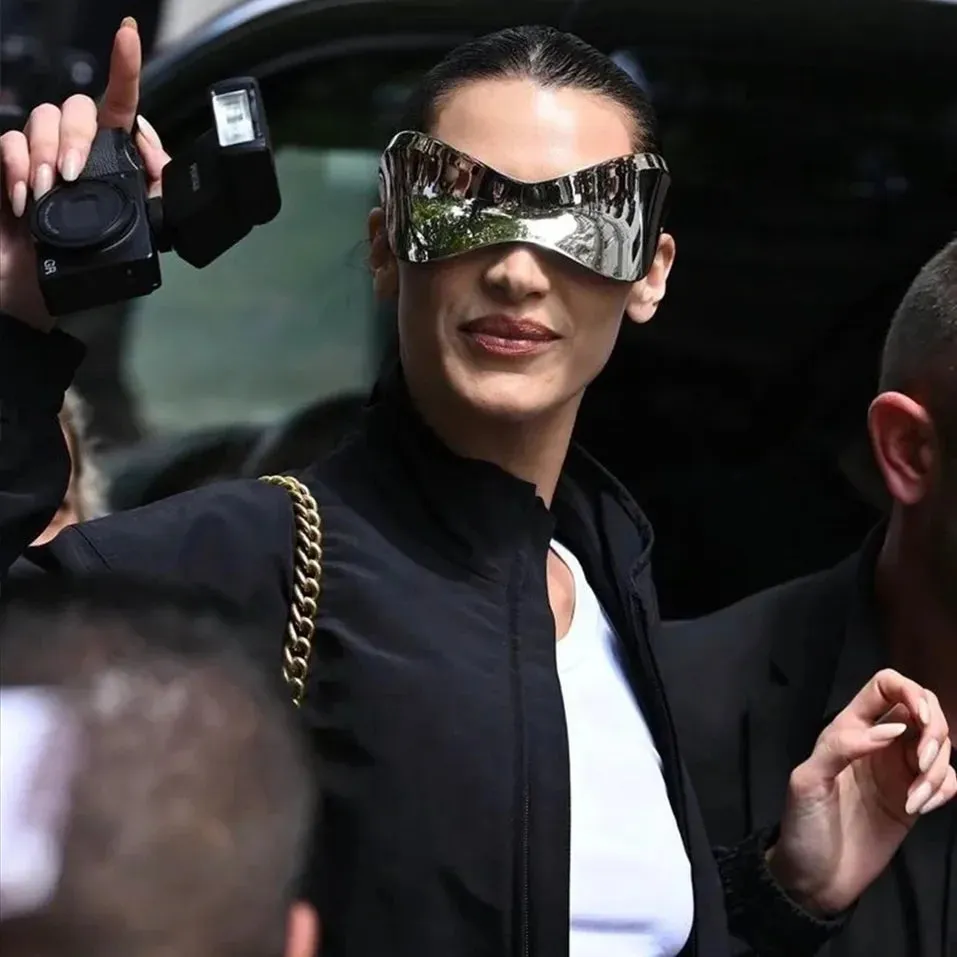 Oversized One Piece Y2K Sunglasses Triangle Hip Hop Cyberpunk Stylish Wrap Around Sun Glasses Women Sports Cycling Eyewear