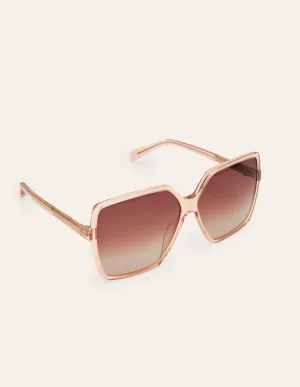 Oversized Square Sunglasses-Light Brown
