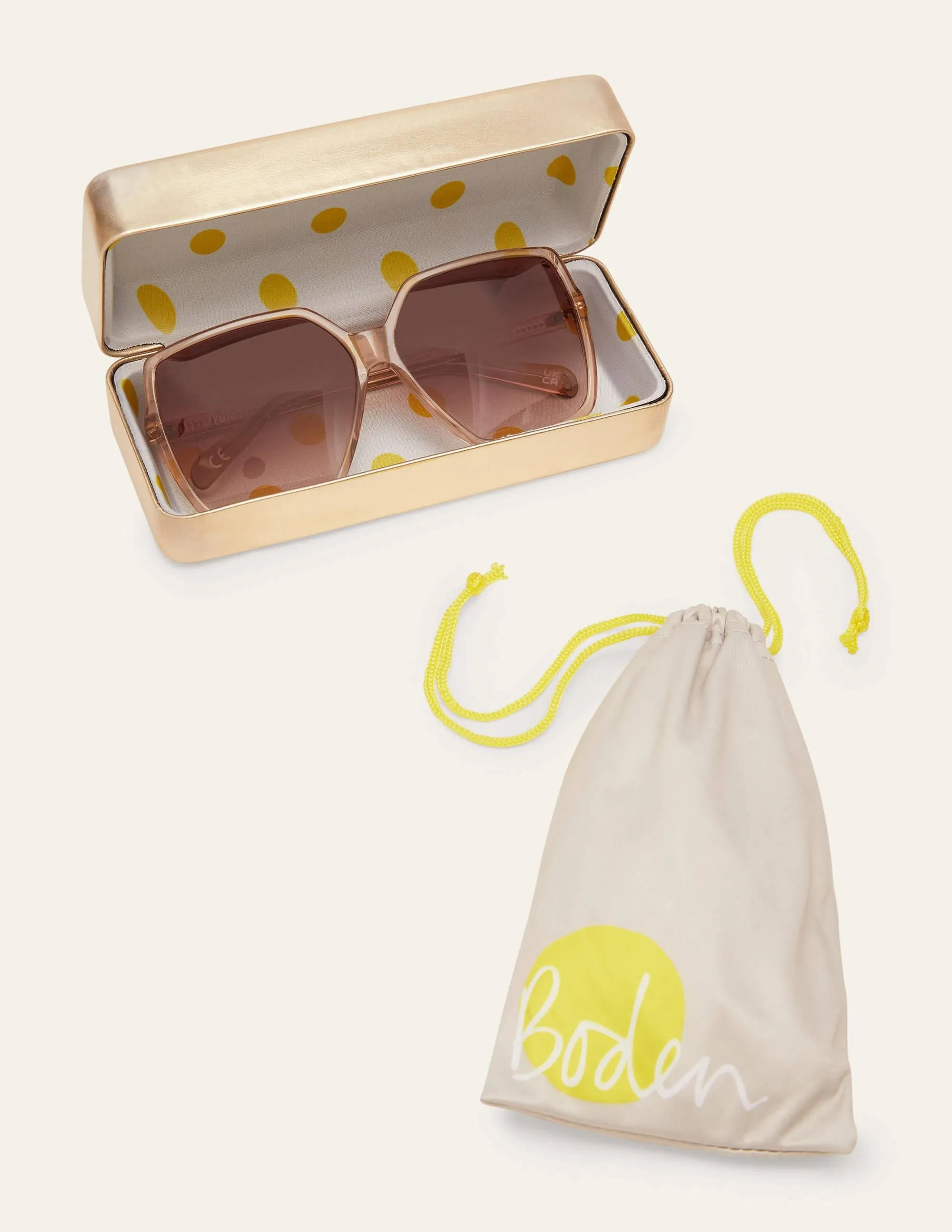 Oversized Square Sunglasses-Light Brown