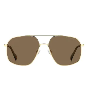 Polaroid Unisex Bronze Polarized Geometric Sunglasses