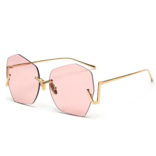 Polygonal Flat Lens Sunglasses