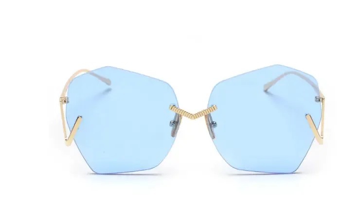 Polygonal Flat Lens Sunglasses