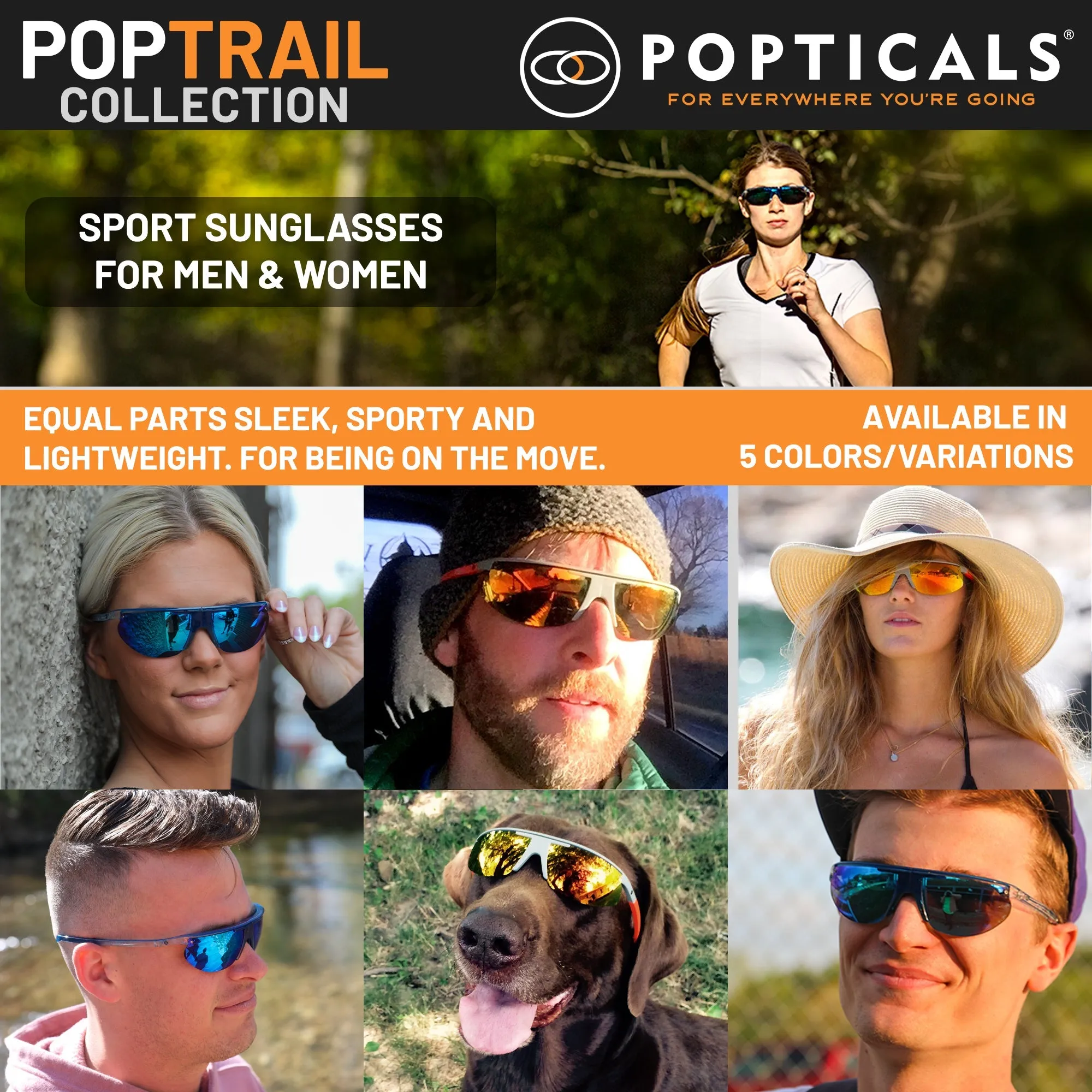 POPTRAIL | Polarized, Matte Gray/Orange, Orange Mirror, Small