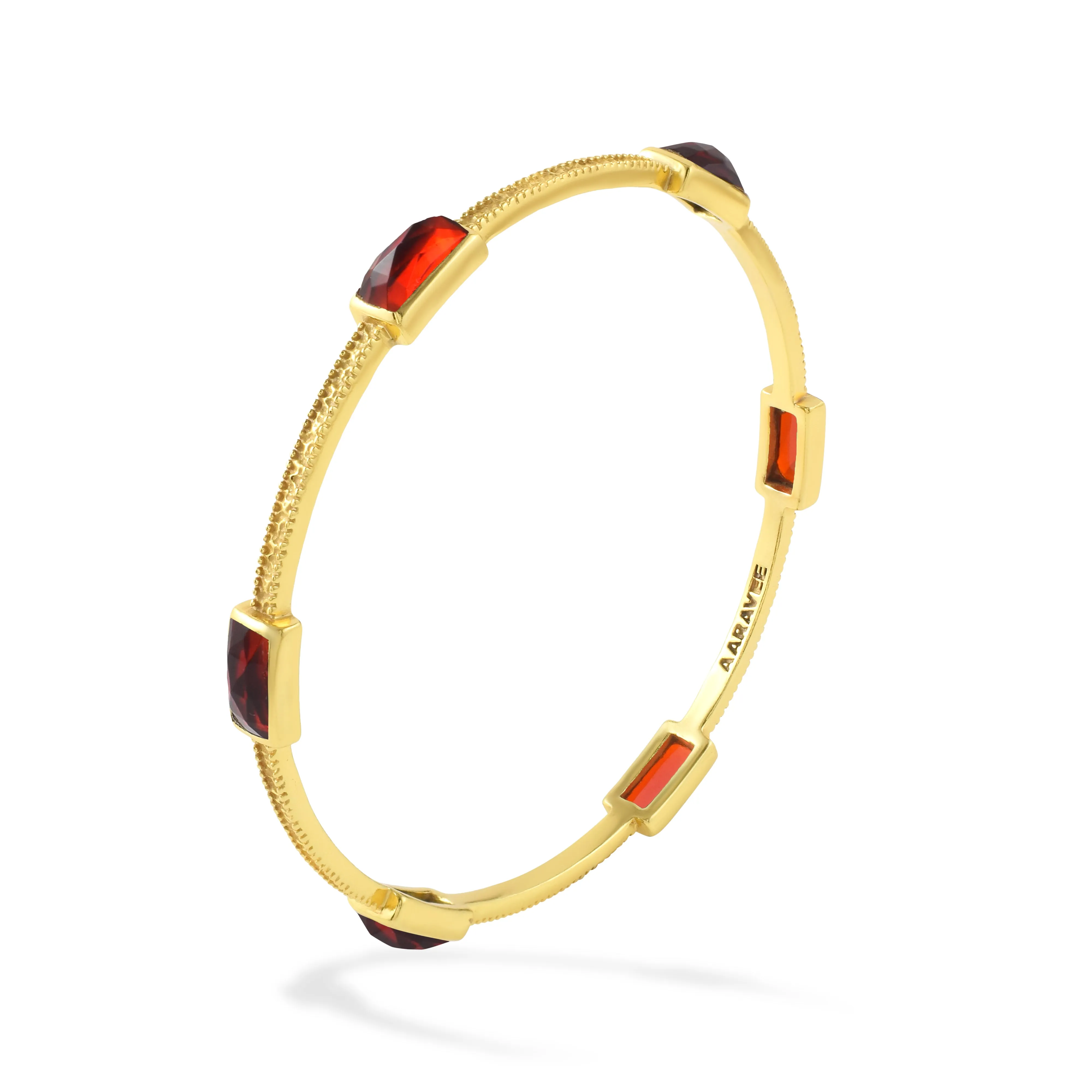 Quadrangle Stackable Bangle- 18K Gold Plated Brass