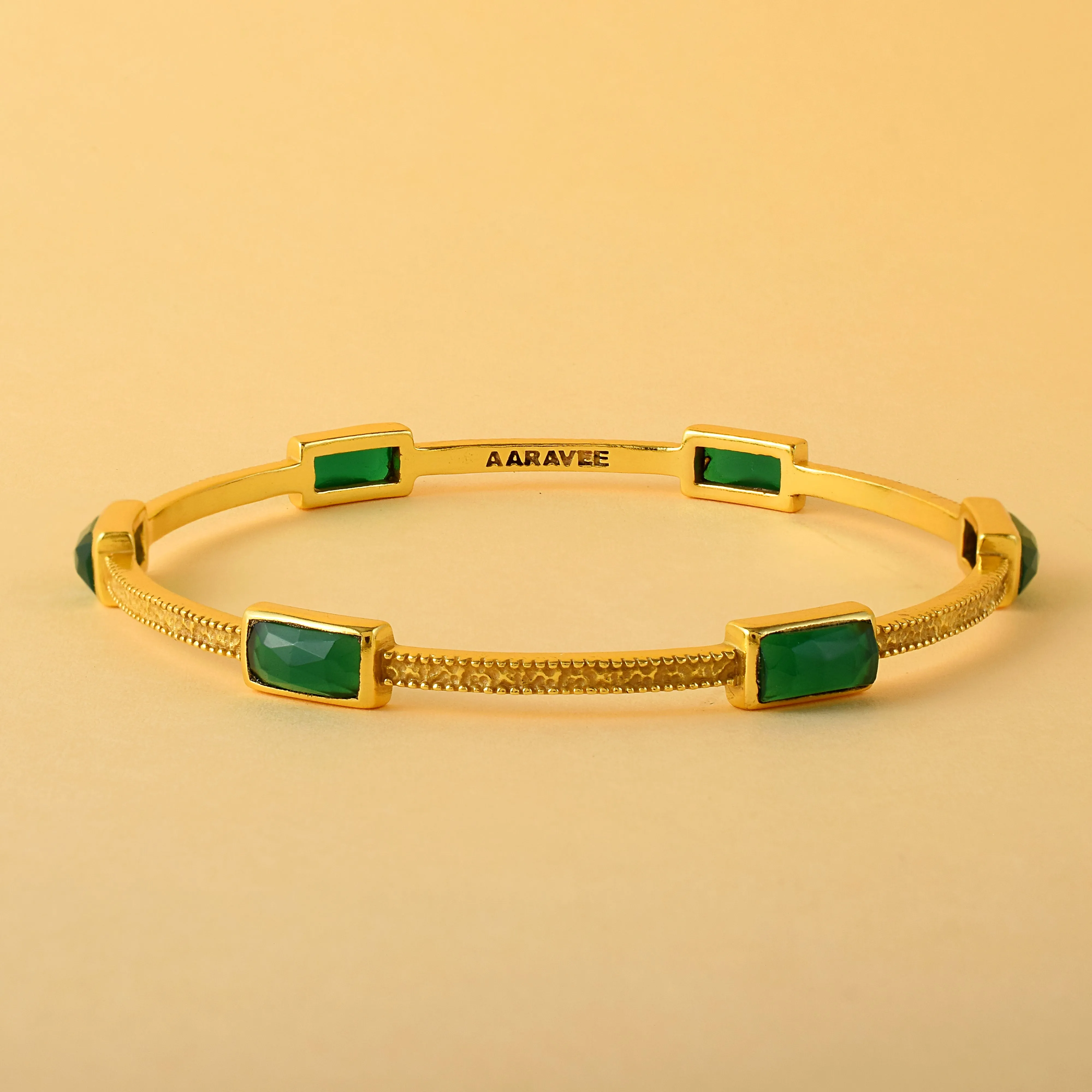 Quadrangle Stackable Bangle- 18K Gold Plated Brass