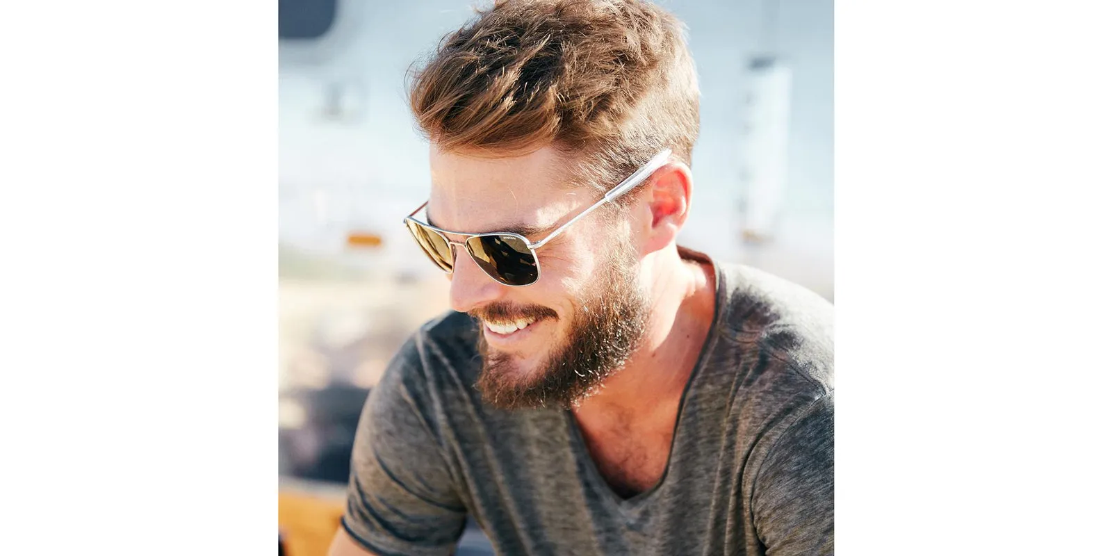 Randolph Aviator White Gold Sunglasses<span>- Blue Hydro & Polarized AGX</span>