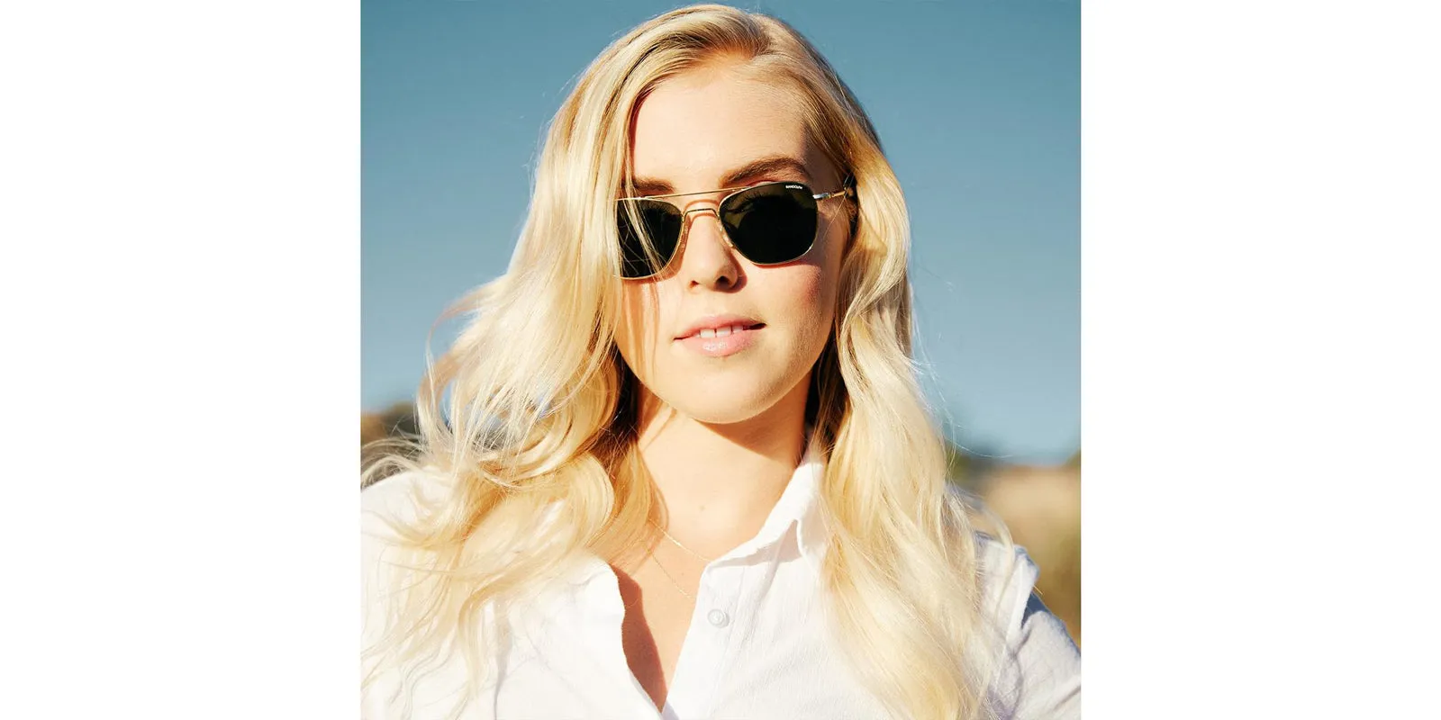 Randolph Aviator White Gold Sunglasses<span>- Blue Hydro & Polarized AGX</span>