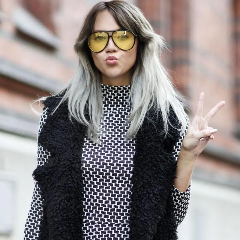 Retro 1980's Fashion Plastic Aviator Yellow Driving Lens Sunglasses