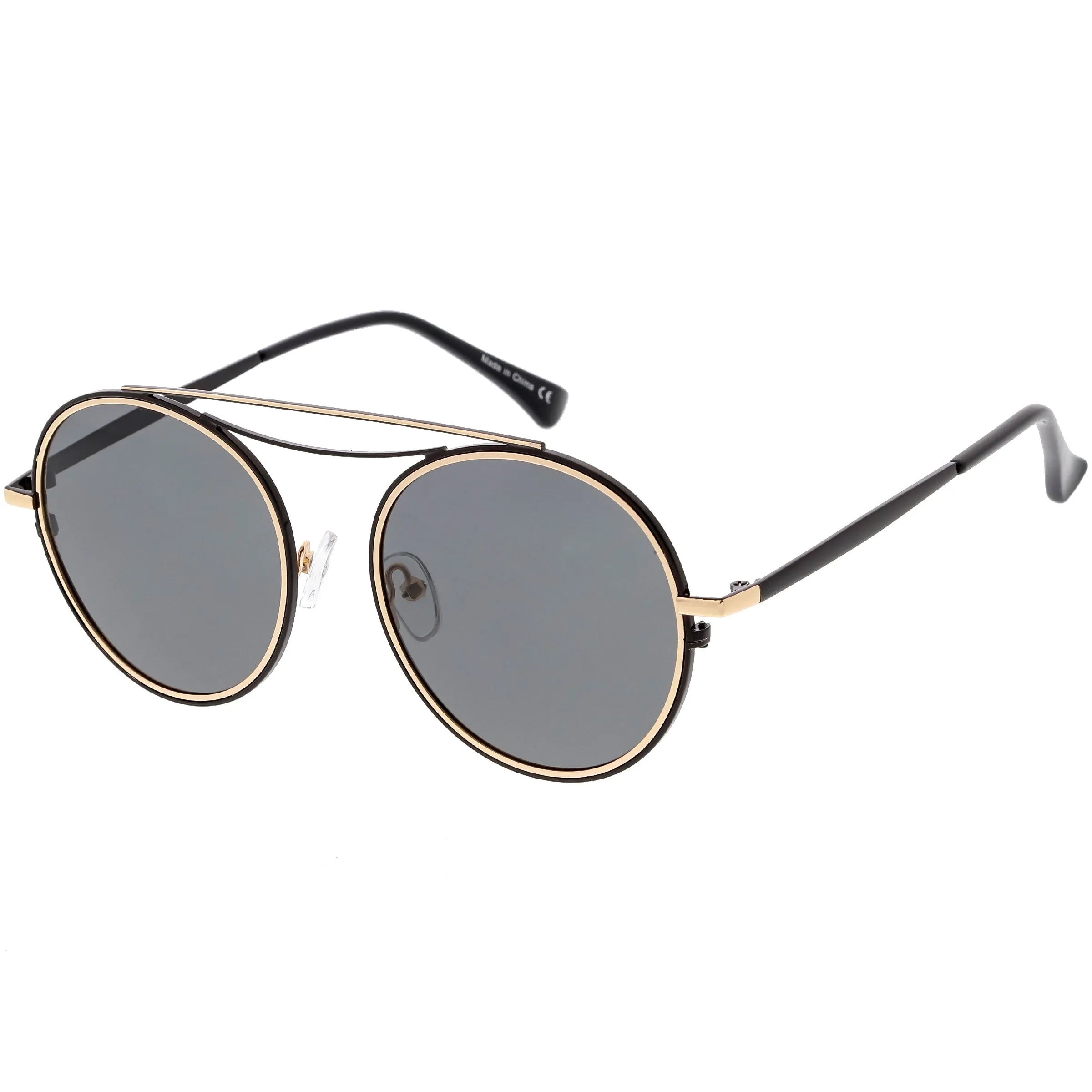 Retro Polarized Round Metal Aviator Mirrored Lens Sunglasses C821