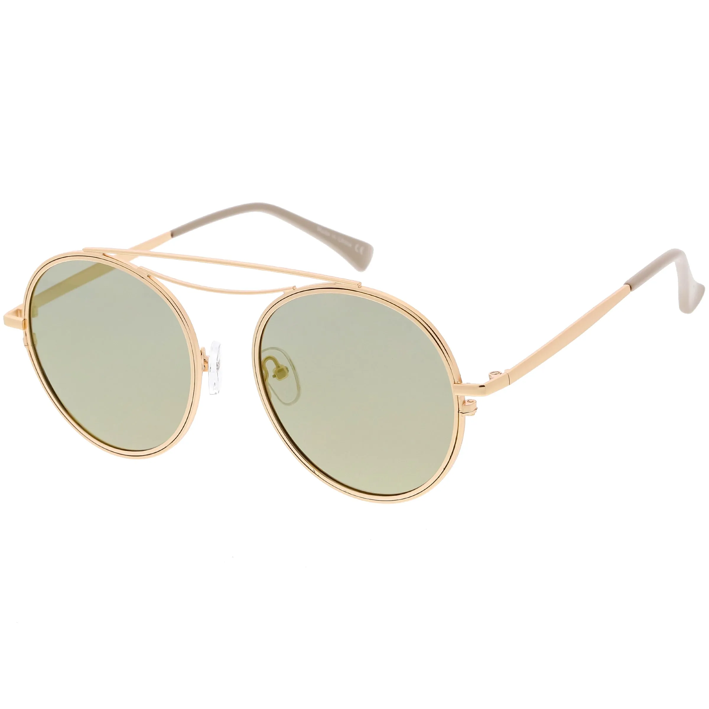 Retro Polarized Round Metal Aviator Mirrored Lens Sunglasses C821