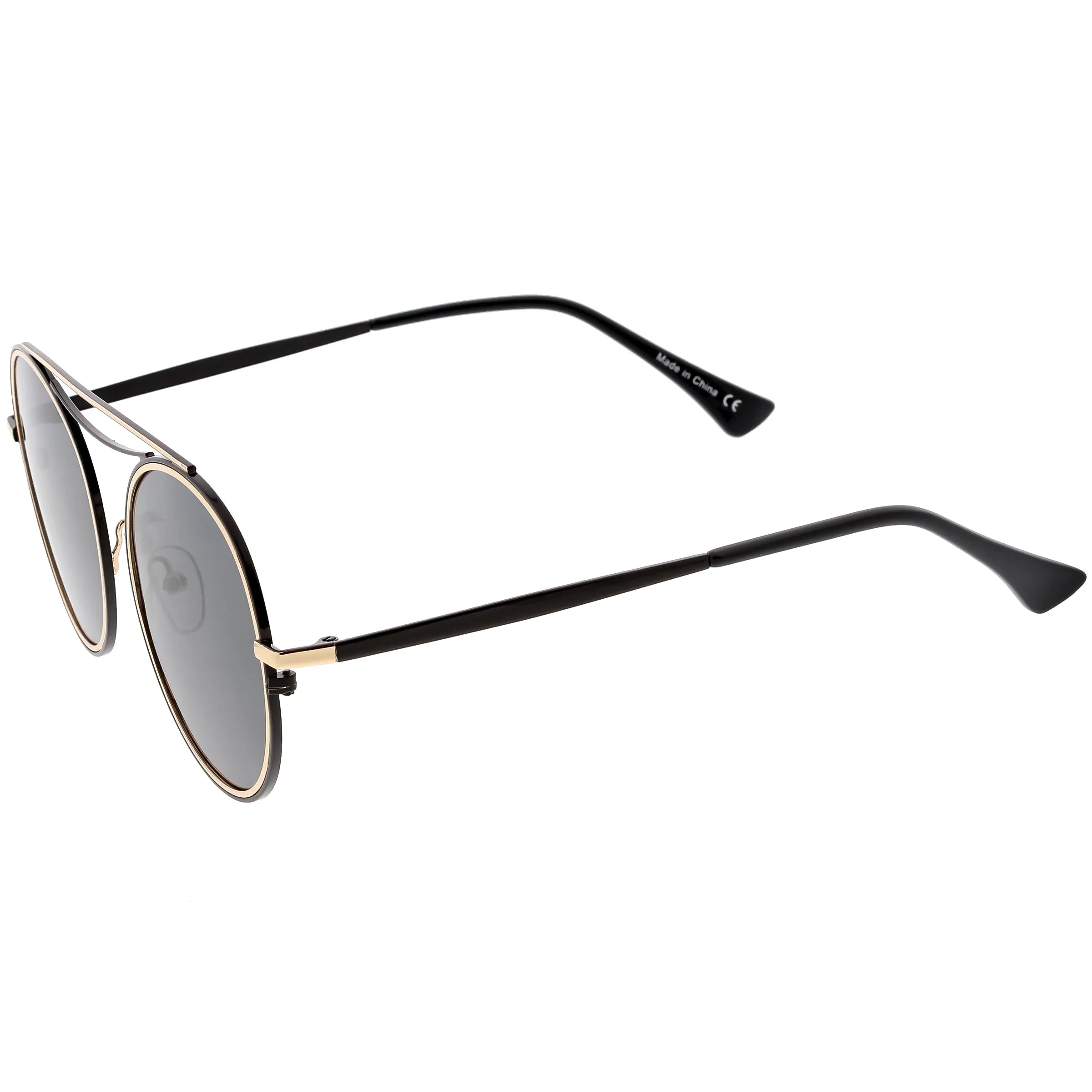 Retro Polarized Round Metal Aviator Mirrored Lens Sunglasses C821