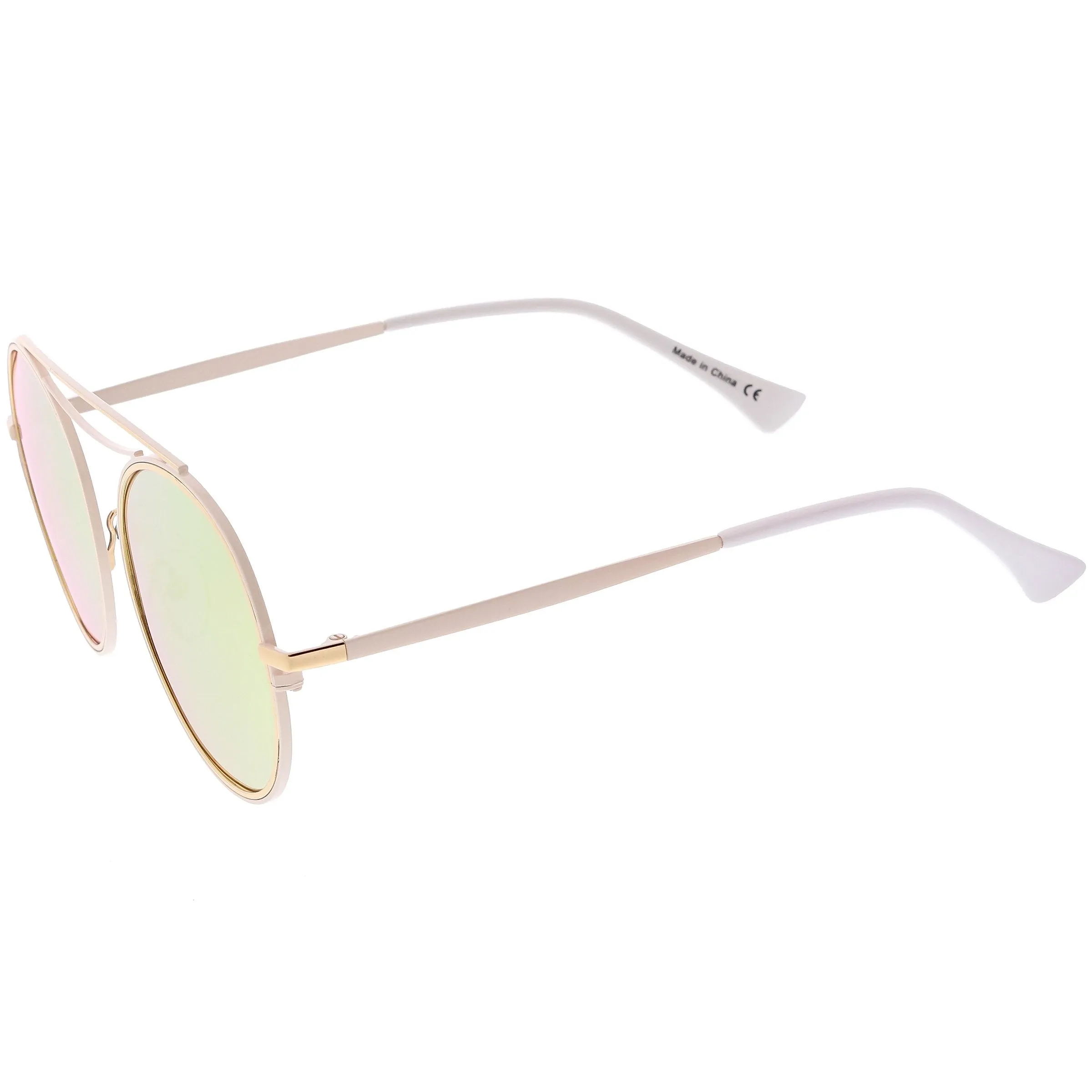 Retro Polarized Round Metal Aviator Mirrored Lens Sunglasses C821