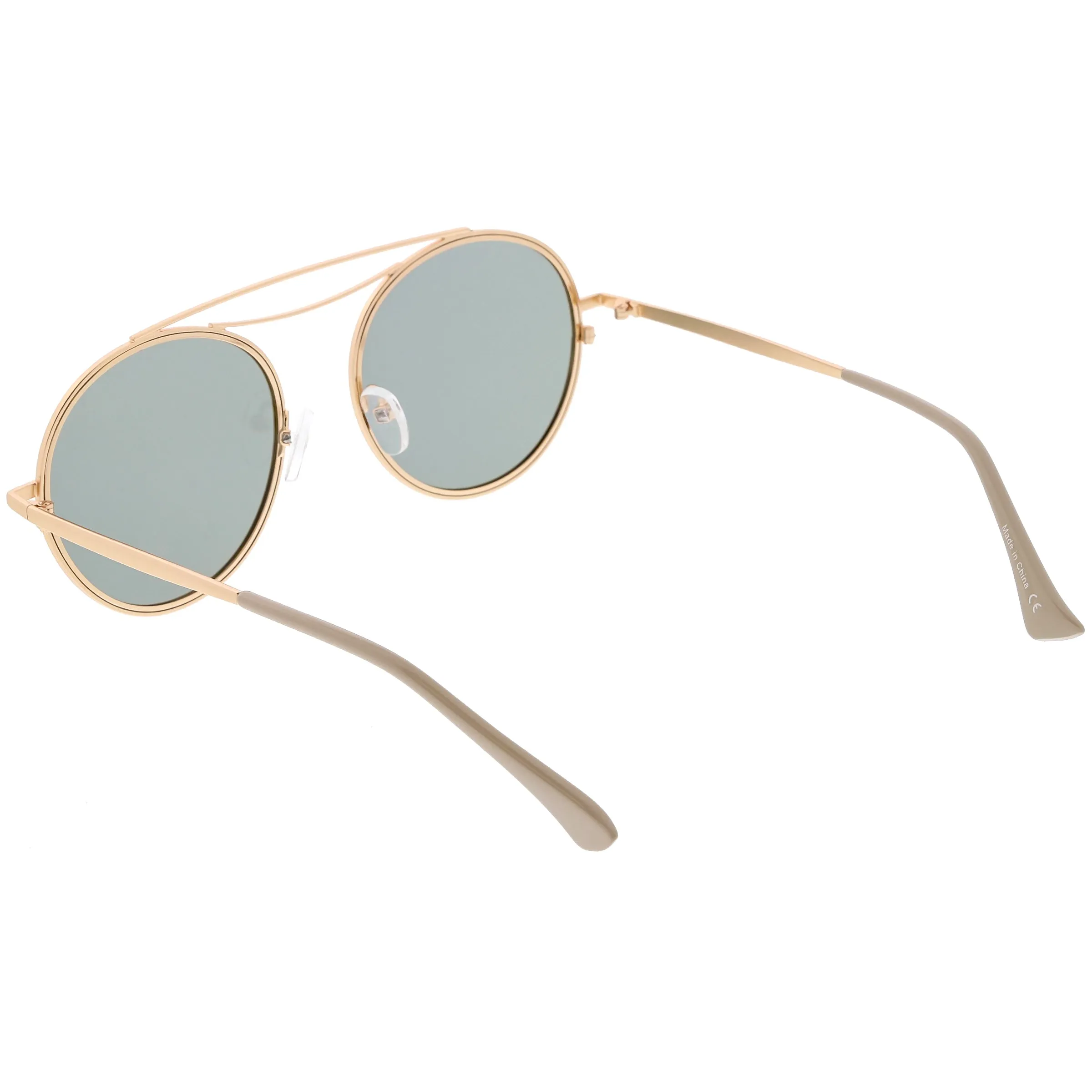 Retro Polarized Round Metal Aviator Mirrored Lens Sunglasses C821