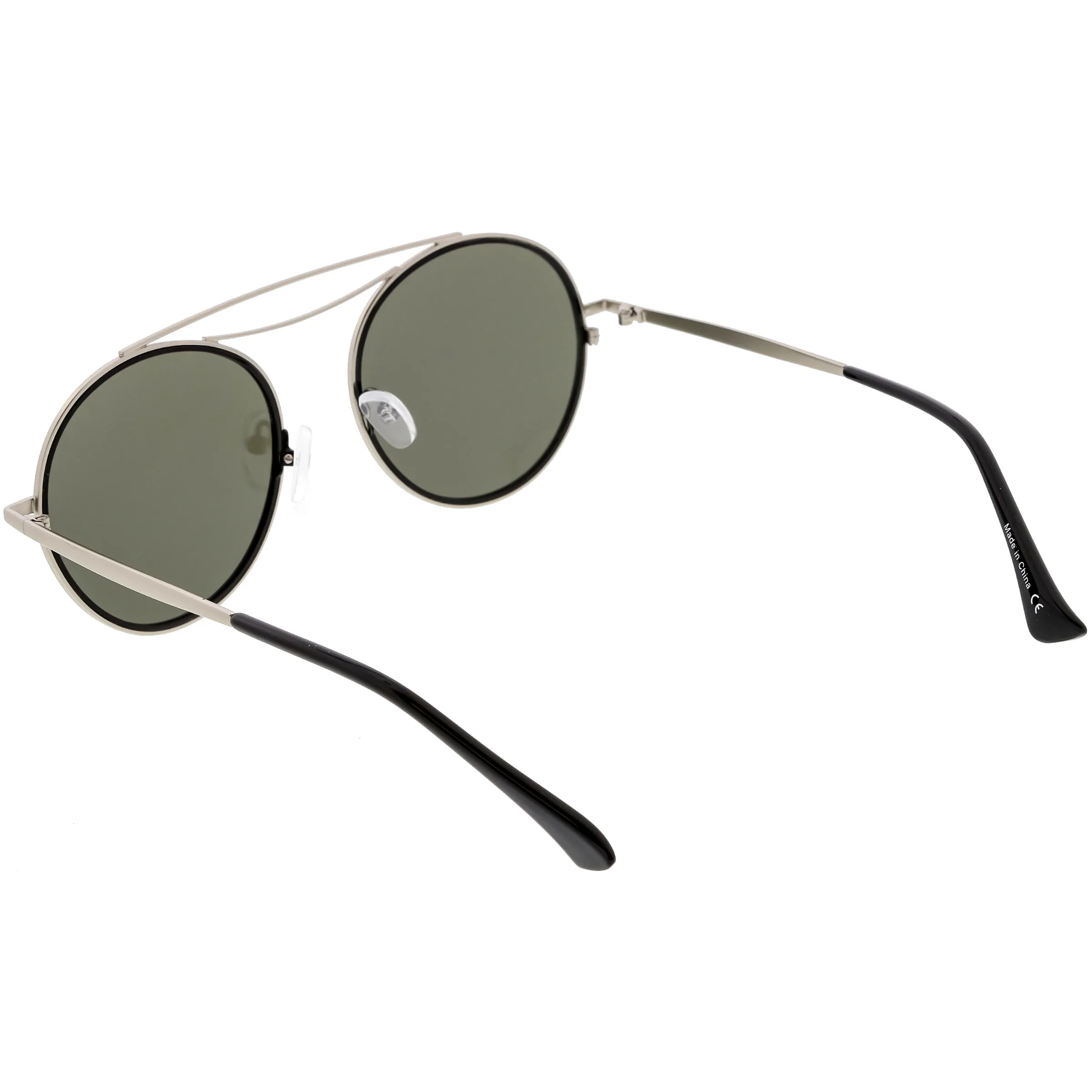 Retro Polarized Round Metal Aviator Mirrored Lens Sunglasses C821