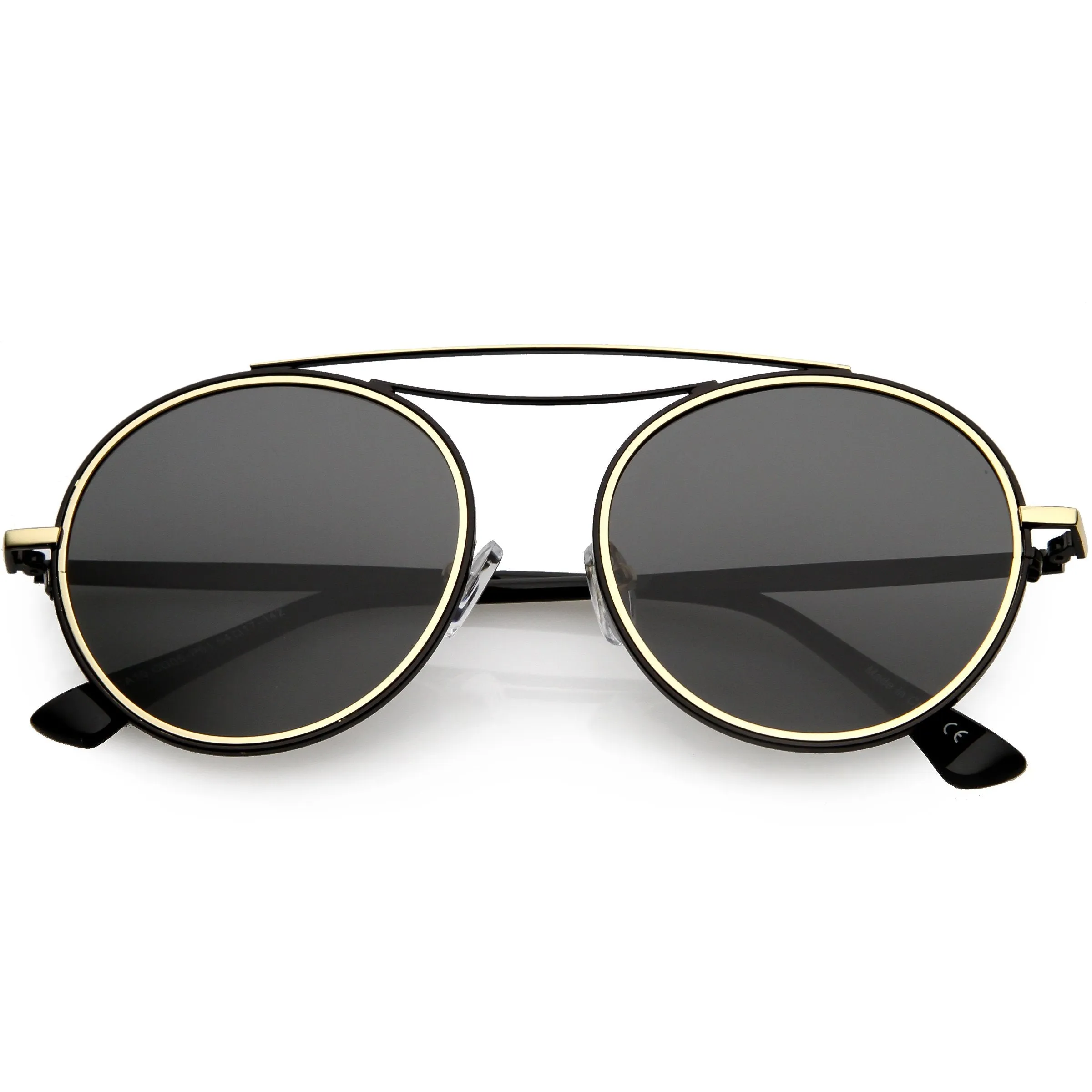 Retro Polarized Round Metal Aviator Mirrored Lens Sunglasses C821