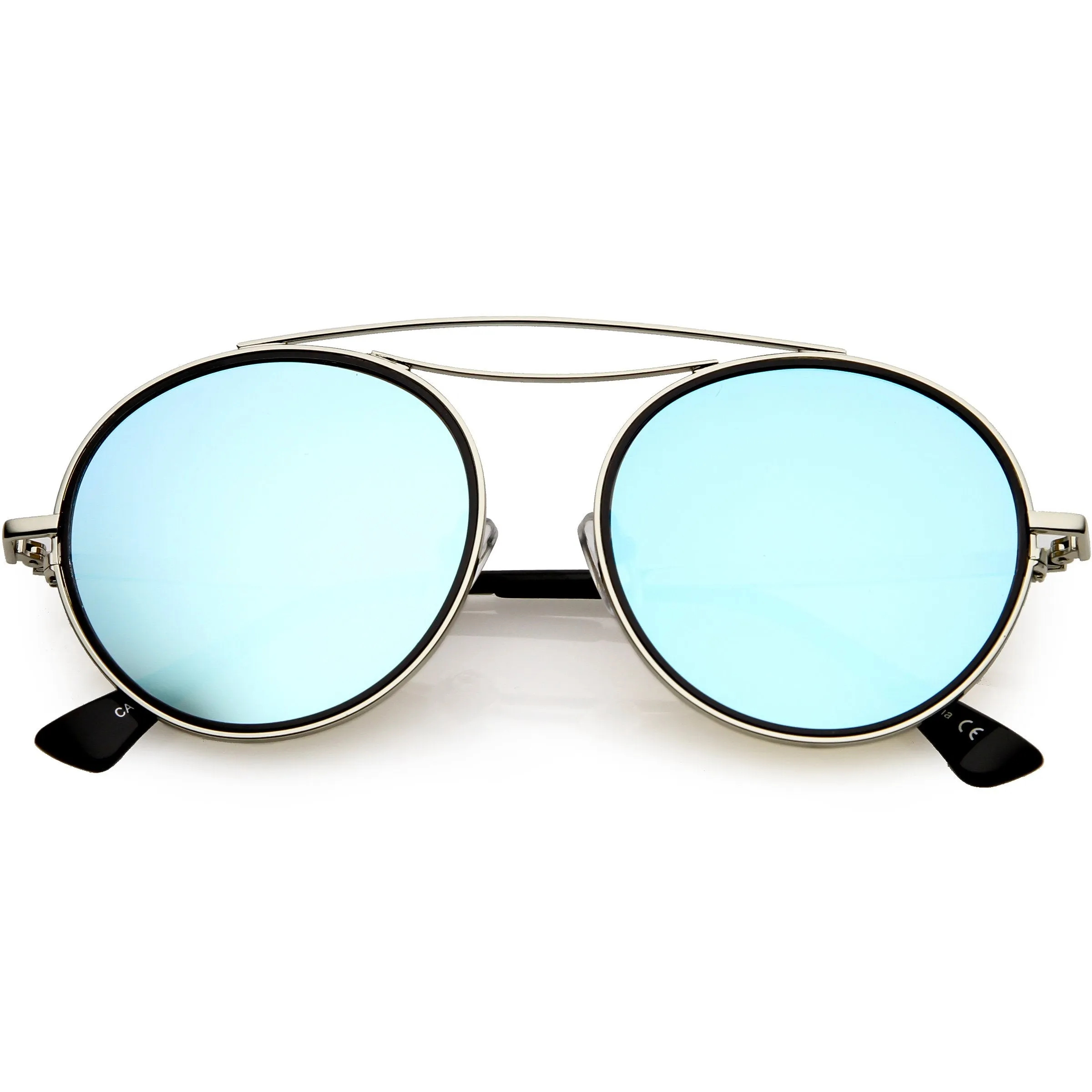 Retro Polarized Round Metal Aviator Mirrored Lens Sunglasses C821