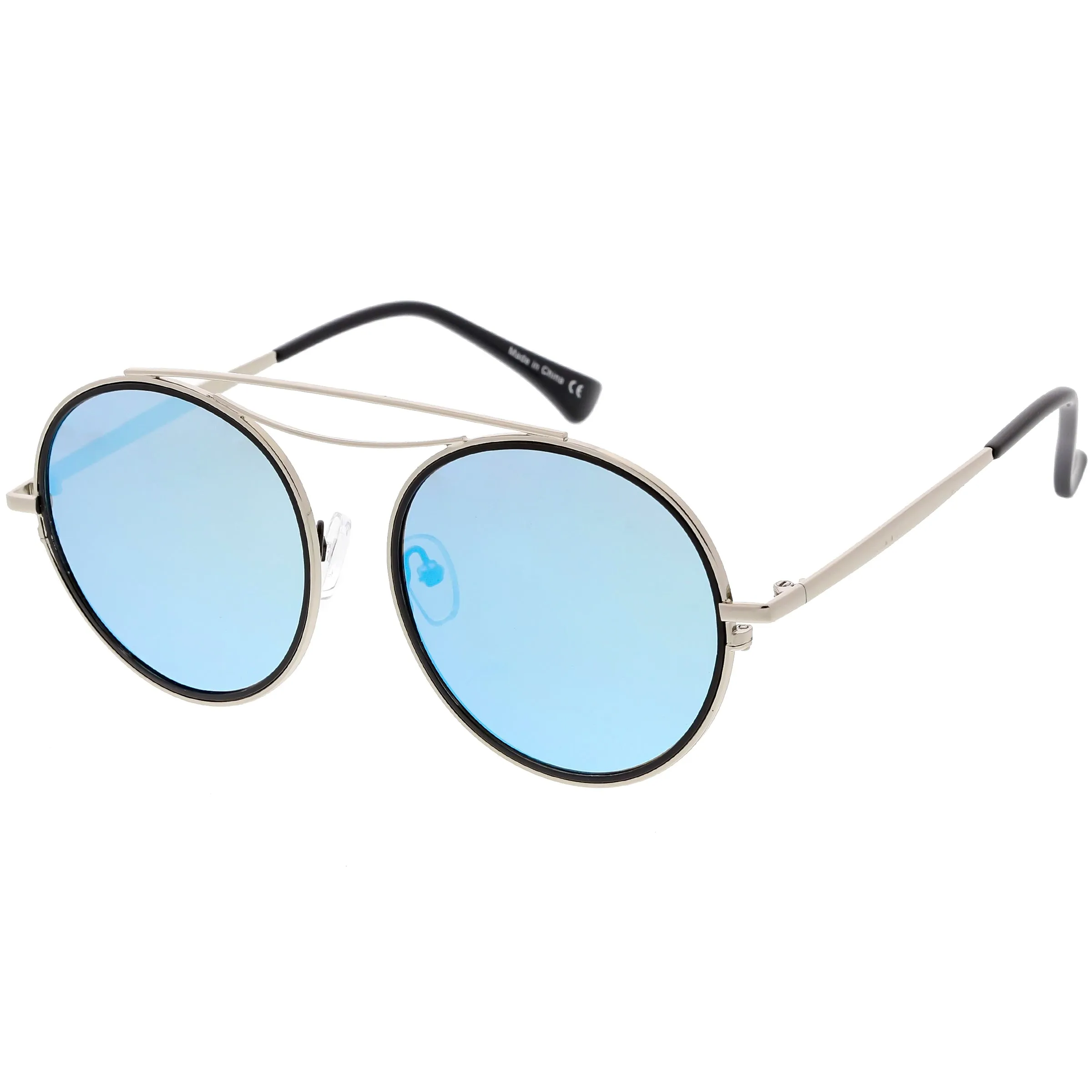 Retro Polarized Round Metal Aviator Mirrored Lens Sunglasses C821