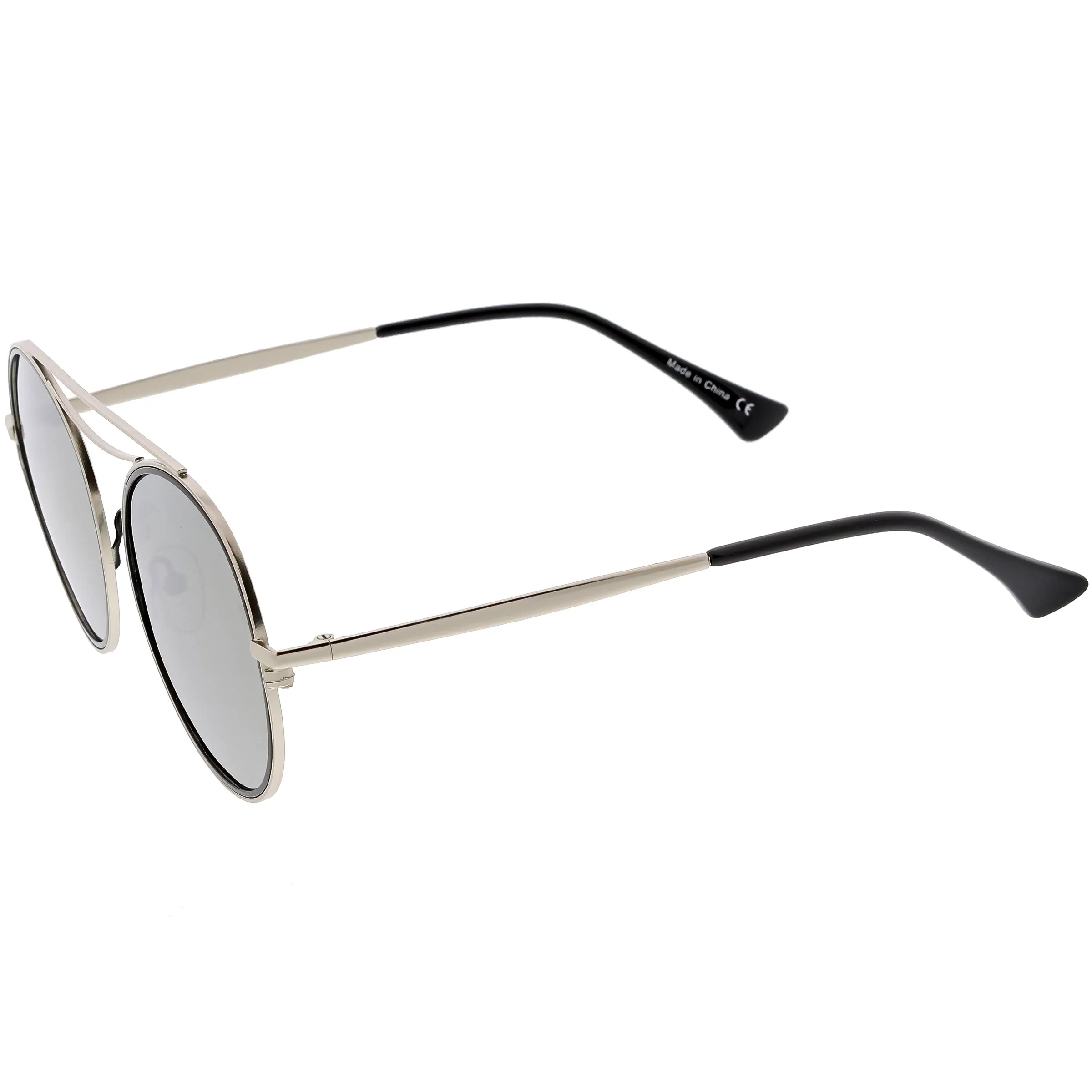 Retro Polarized Round Metal Aviator Mirrored Lens Sunglasses C821