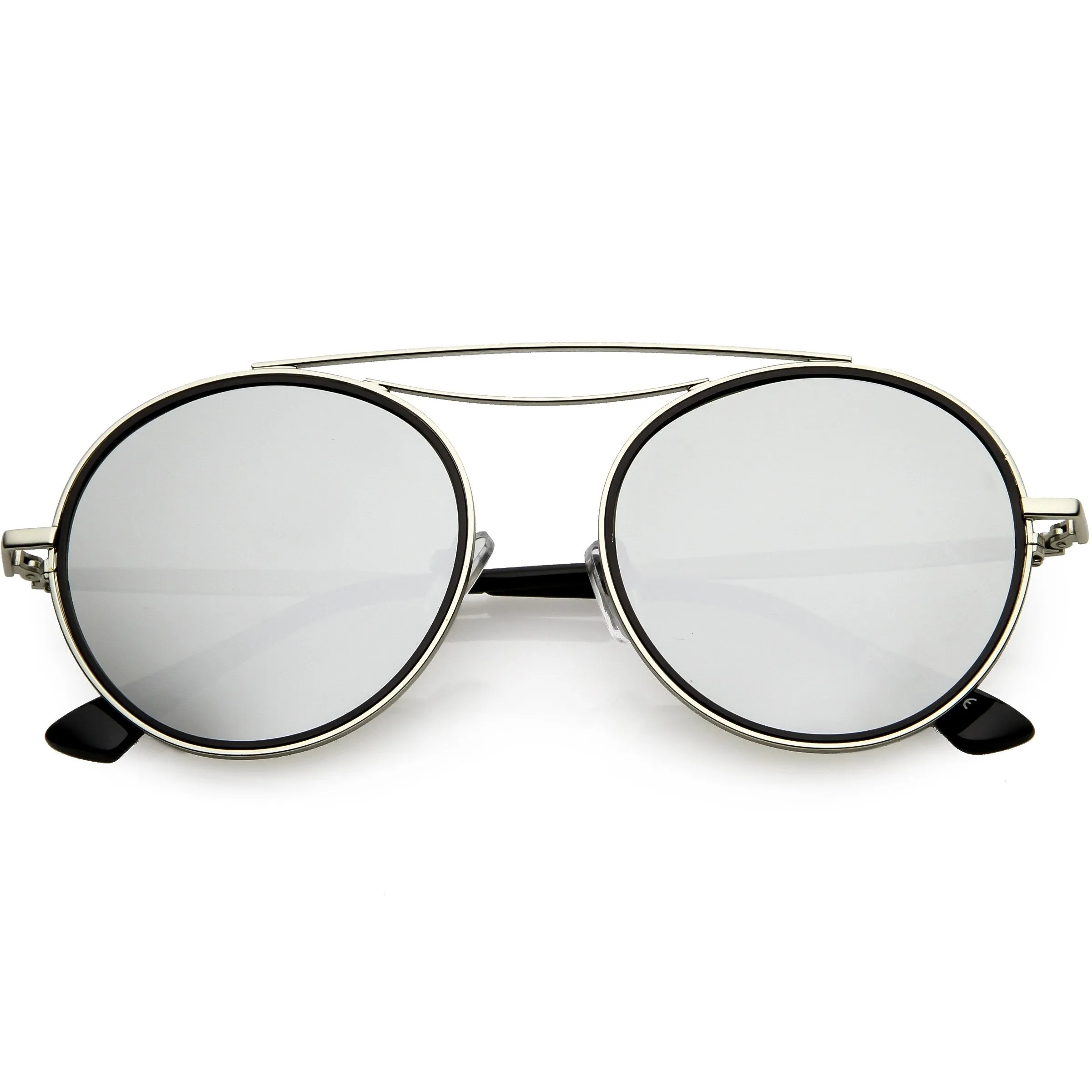 Retro Polarized Round Metal Aviator Mirrored Lens Sunglasses C821