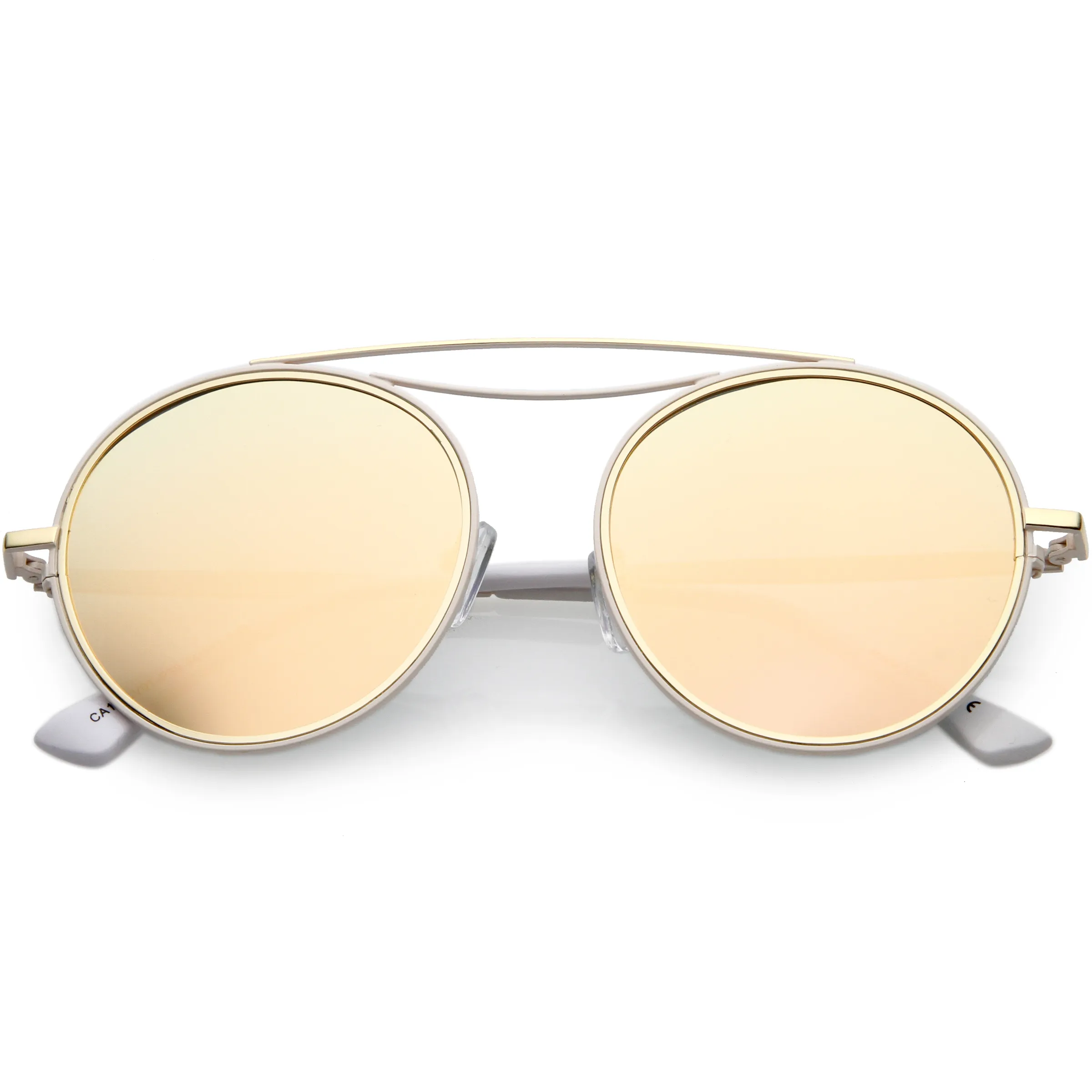 Retro Polarized Round Metal Aviator Mirrored Lens Sunglasses C821