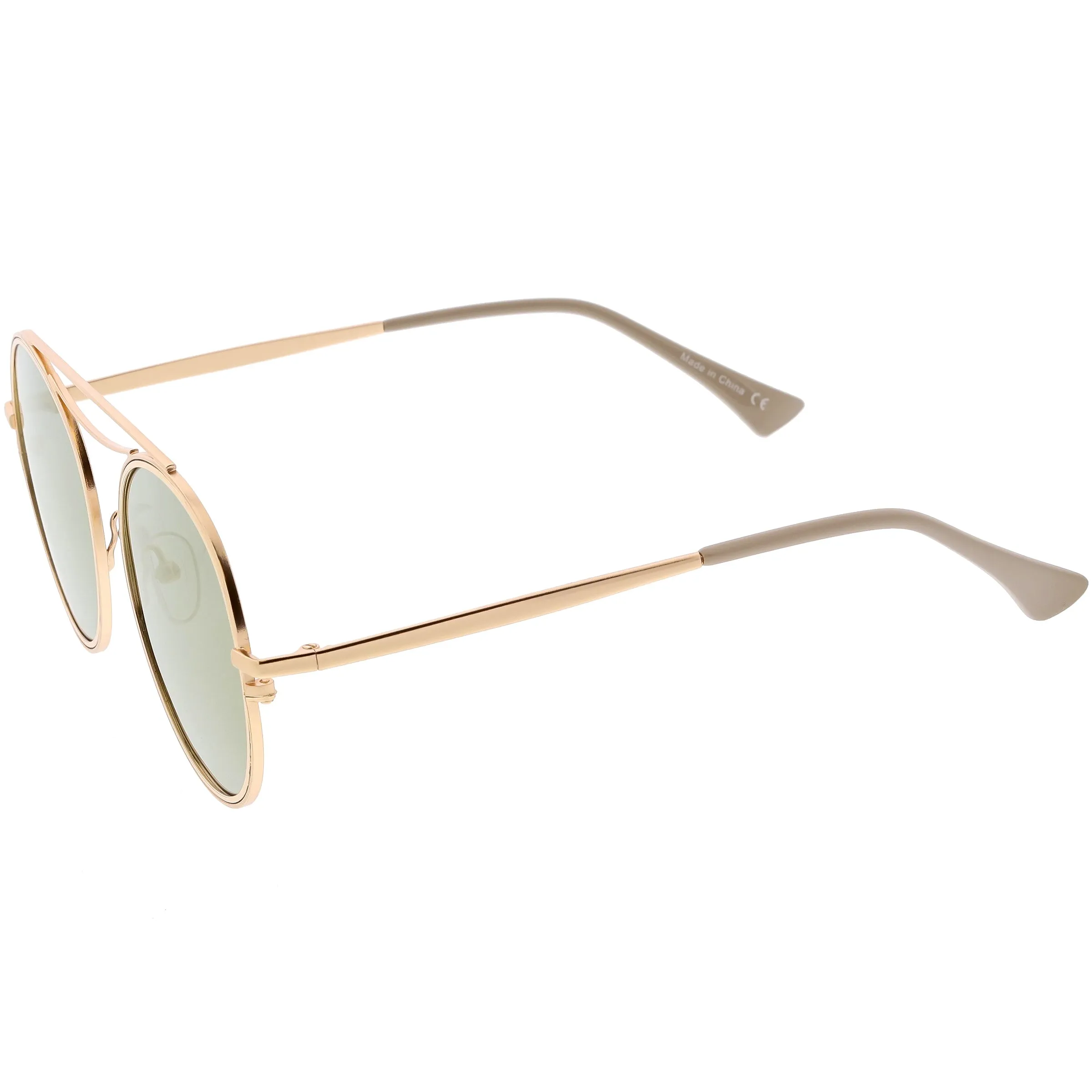 Retro Polarized Round Metal Aviator Mirrored Lens Sunglasses C821