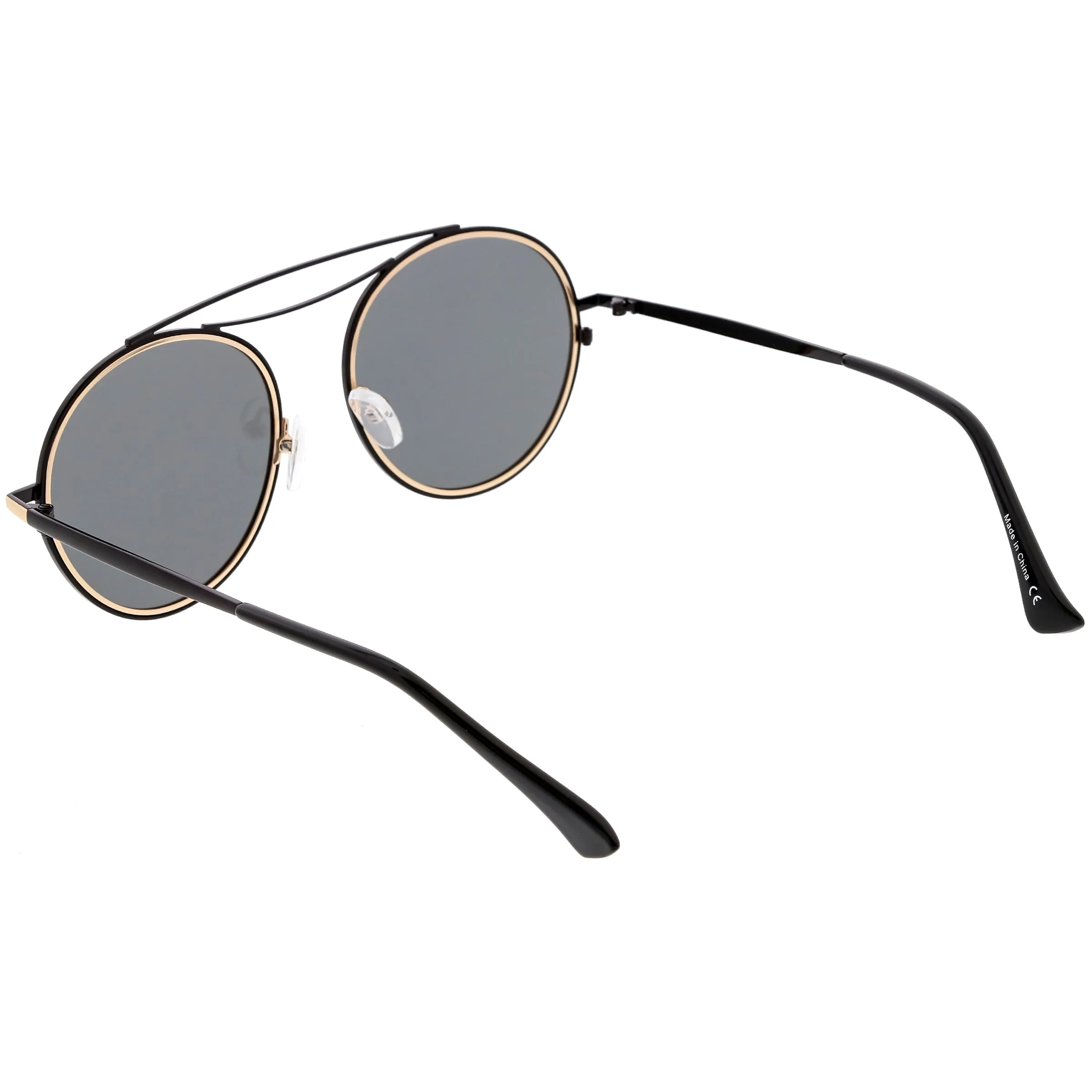 Retro Polarized Round Metal Aviator Mirrored Lens Sunglasses C821