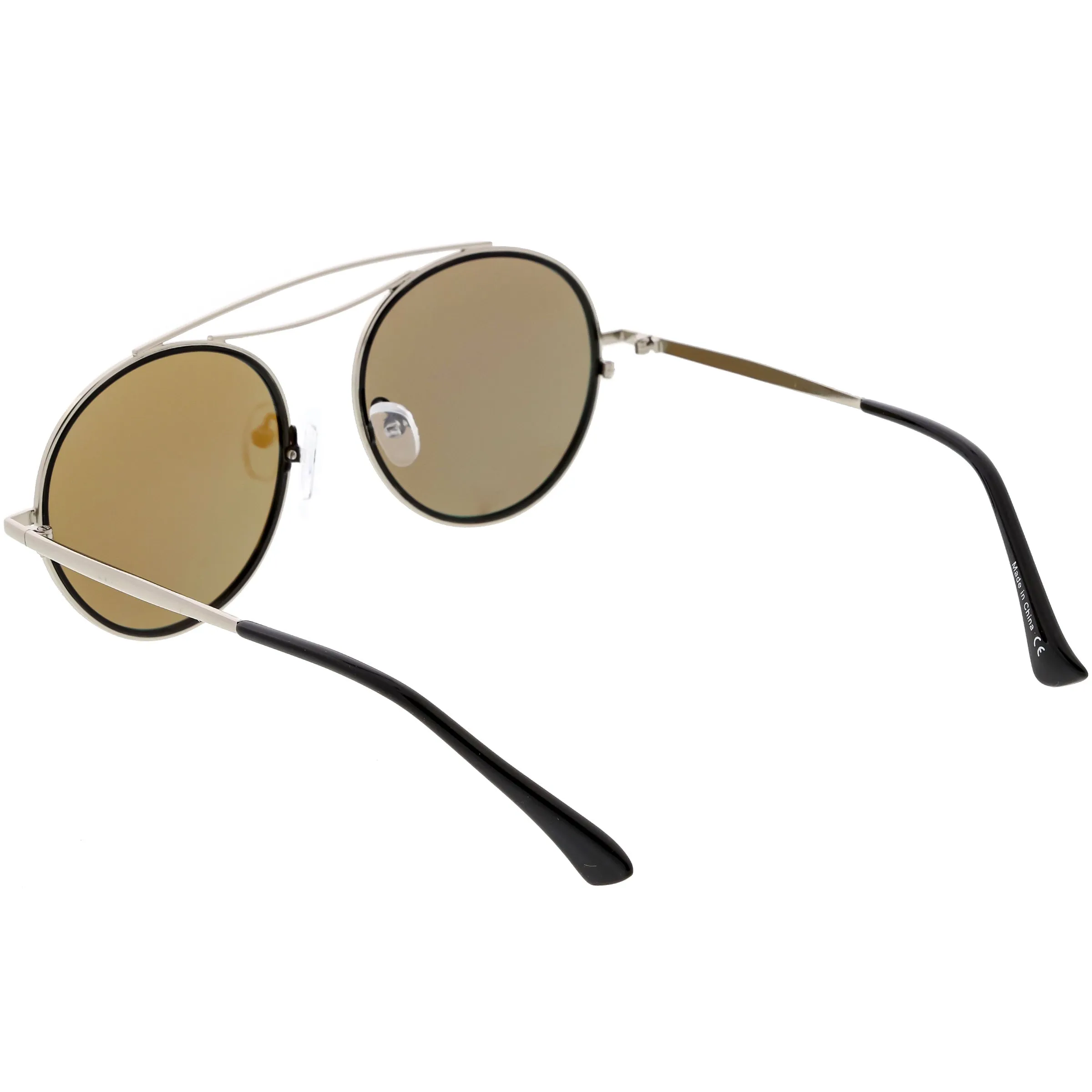 Retro Polarized Round Metal Aviator Mirrored Lens Sunglasses C821