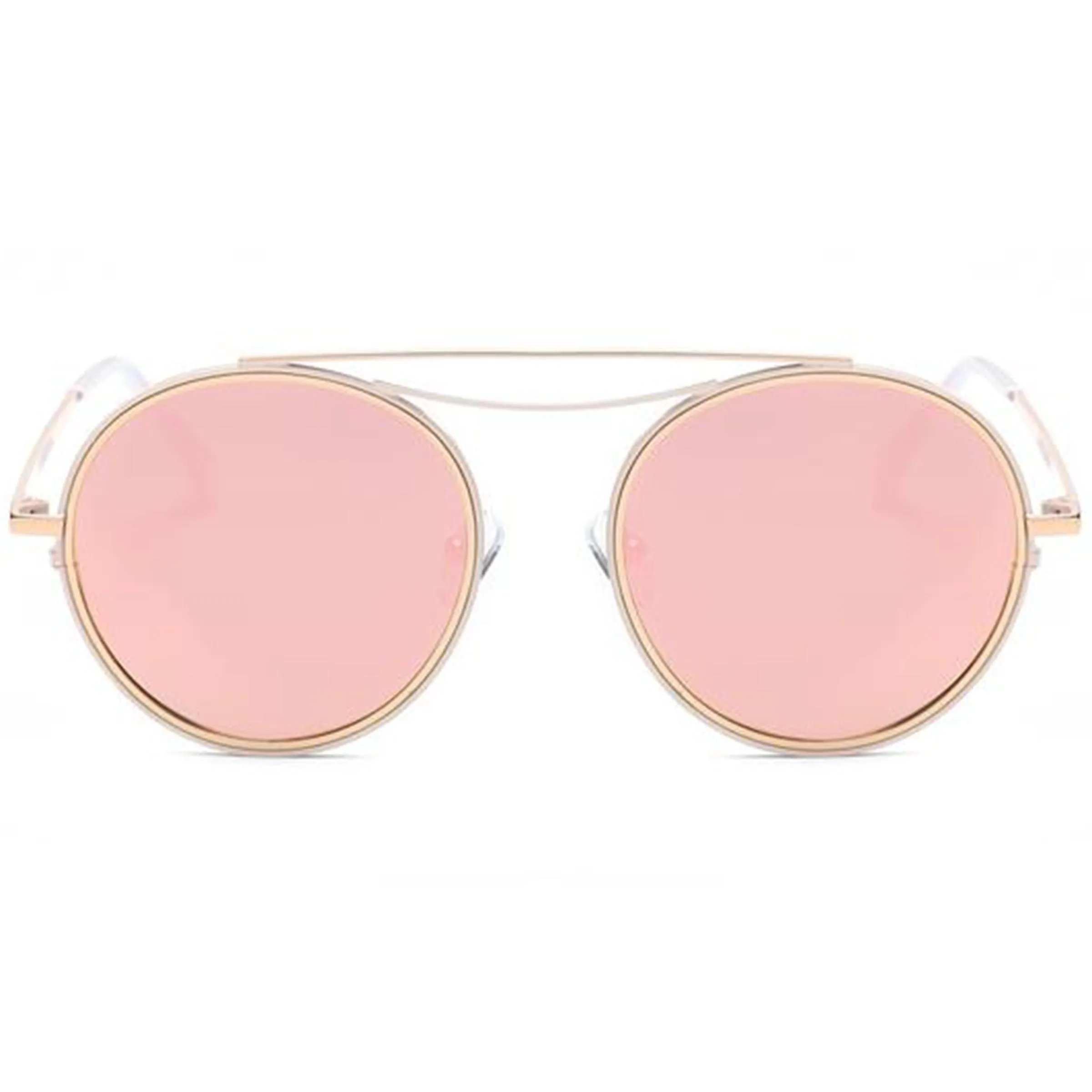 Retro Polarized Round Metal Aviator Mirrored Lens Sunglasses C821