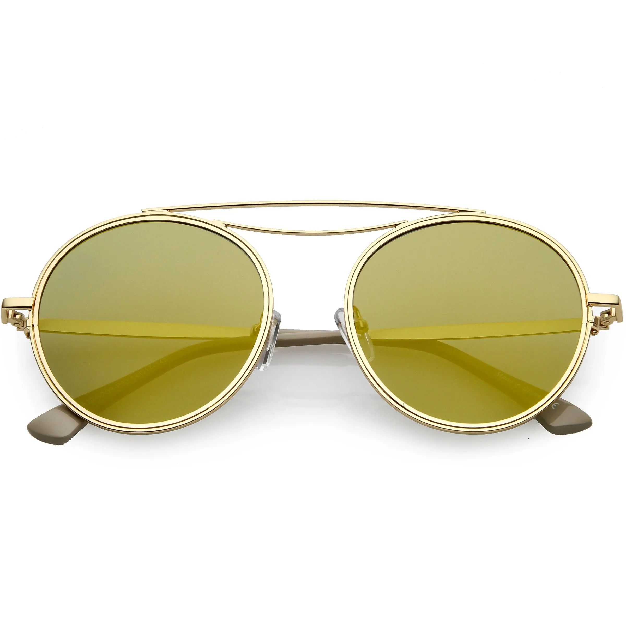 Retro Polarized Round Metal Aviator Mirrored Lens Sunglasses C821