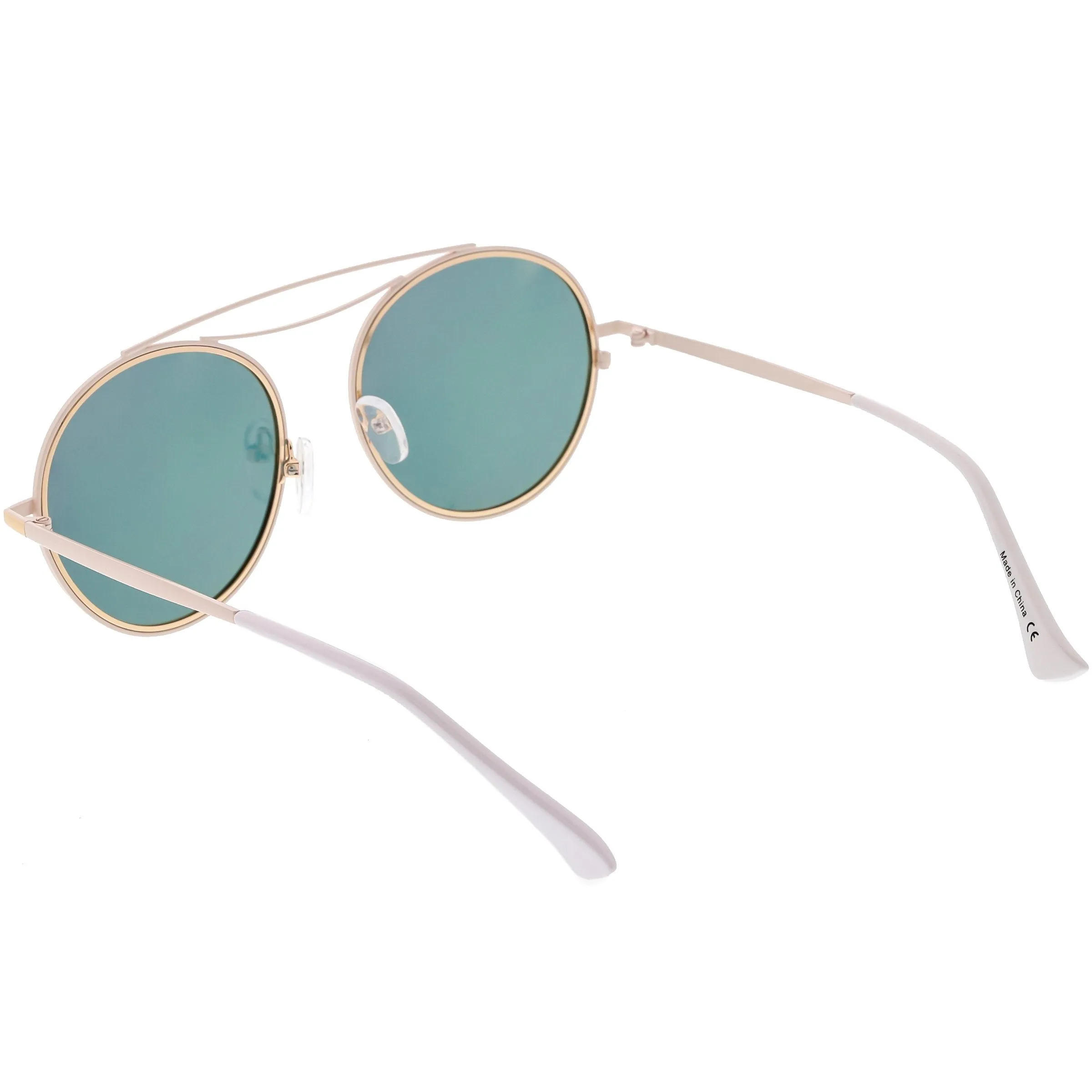 Retro Polarized Round Metal Aviator Mirrored Lens Sunglasses C821