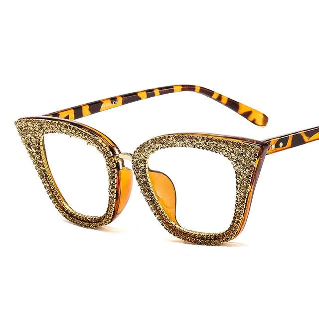 Retro Vintage Designer Female Silver Gold Cat-eye Frame Plain Eye Glasses