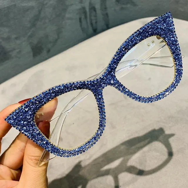 Retro Vintage Designer Female Silver Gold Cat-eye Frame Plain Eye Glasses