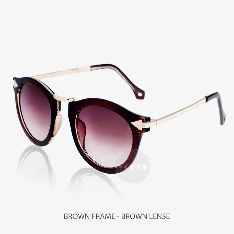 Round shape metal arrow vintage sunglasses high quality New Brand Designer Women Sunglasses