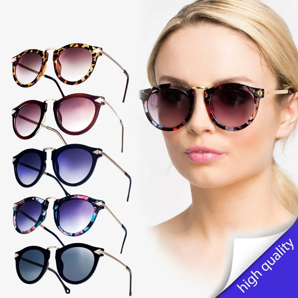 Round shape metal arrow vintage sunglasses high quality New Brand Designer Women Sunglasses