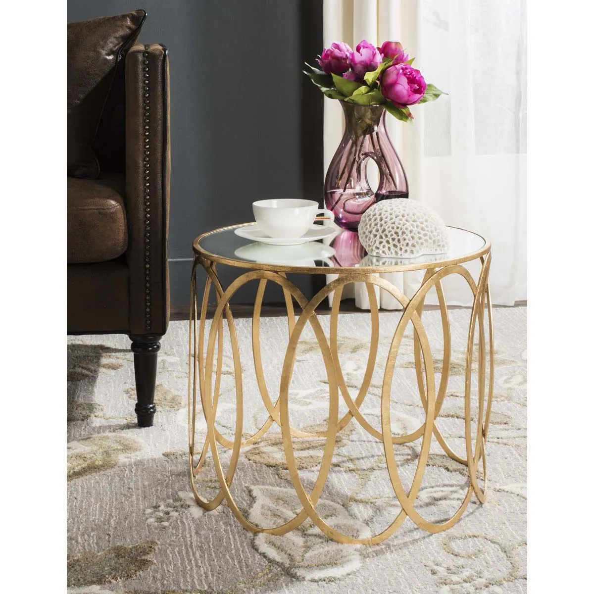 Safavieh Cyrah Gold Leaf Accent Table , FOX2564
