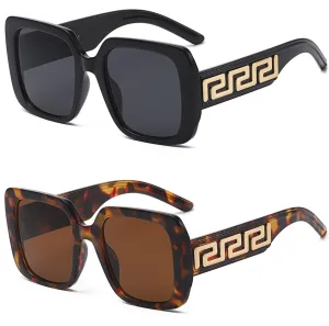 Small Thick Frames Greek Pattern Retro Butterfly Sunglasses