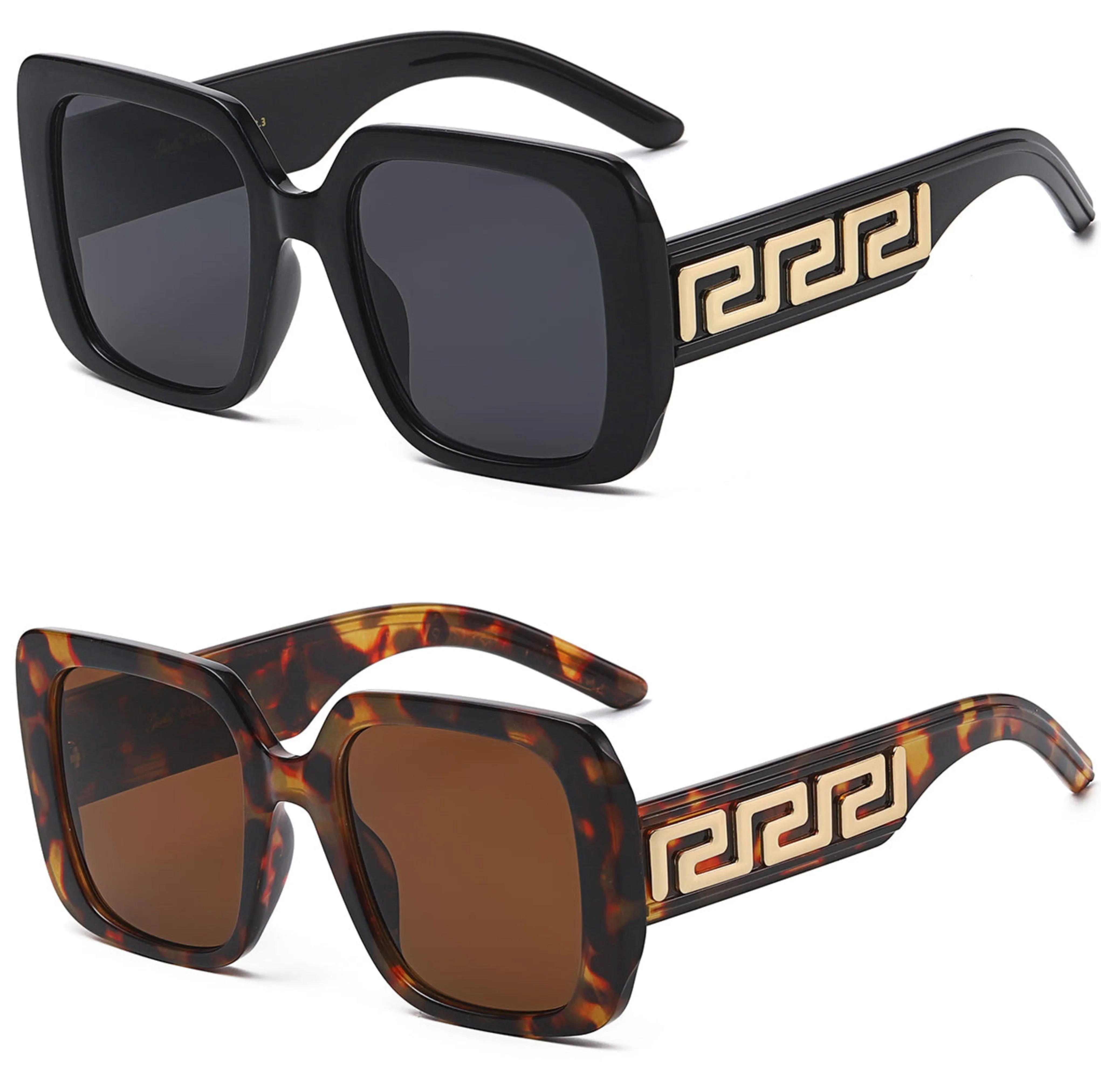 Small Thick Frames Greek Pattern Retro Butterfly Sunglasses