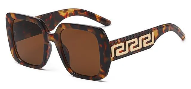Small Thick Frames Greek Pattern Retro Butterfly Sunglasses