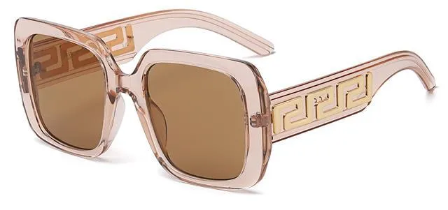 Small Thick Frames Greek Pattern Retro Butterfly Sunglasses