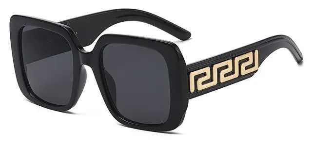 Small Thick Frames Greek Pattern Retro Butterfly Sunglasses