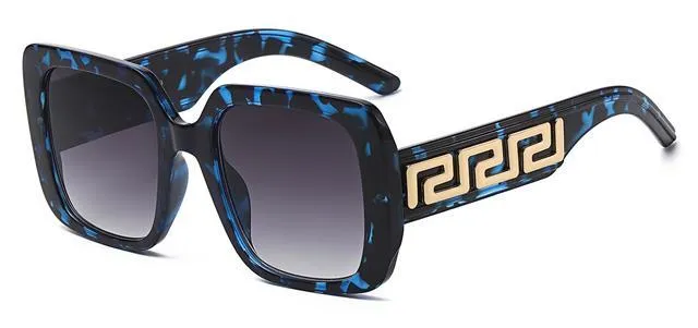 Small Thick Frames Greek Pattern Retro Butterfly Sunglasses