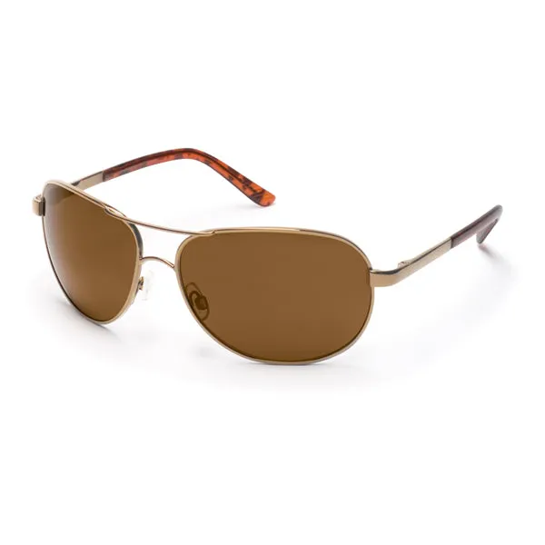 Suncloud Aviator Metal Alloy Sunglasses Size 63mm in Gold/Brown
