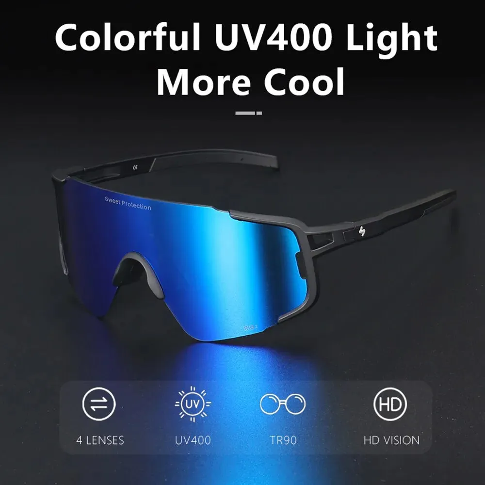 Sweet Protection 2022 Polarized Cycling Sunglasses Sports Photochromic MTB Road Bike Glasses Marathon 4 Lens Running Glasses