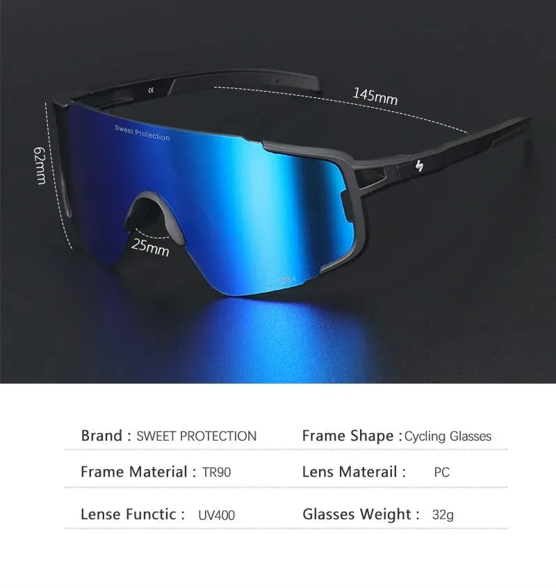 Sweet Protection 2022 Polarized Cycling Sunglasses Sports Photochromic MTB Road Bike Glasses Marathon 4 Lens Running Glasses